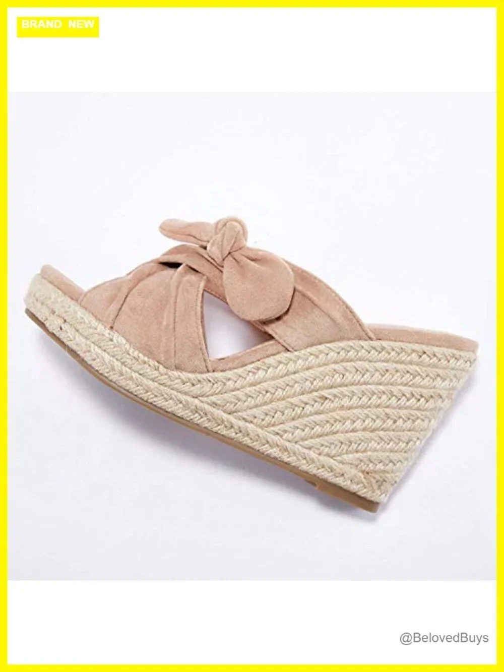 Wedge Espadrilles Sandals Platform Slip on Bow Knot Mules Shoes Faux Suede